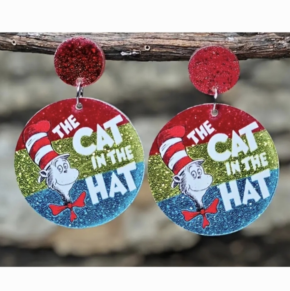 Cat in the Hat Earrings NEW